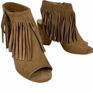 Carlos Santana Jasper 2 Fringe Peep Toe Bootie Size 9.5